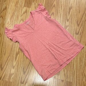 LOFT Coral Short Sleeve Ruffle Top